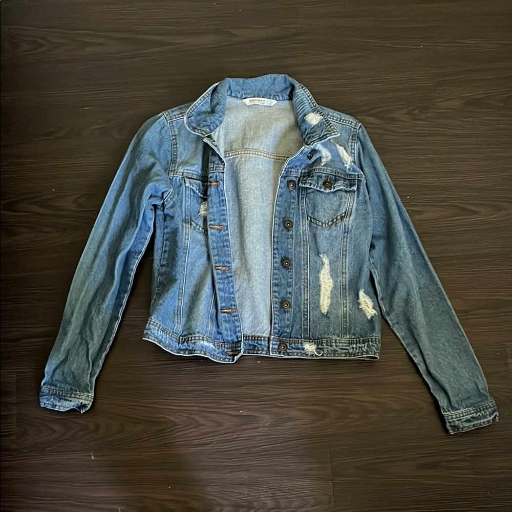 Denim Jacket with Distressed Details